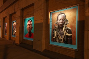 'Stars of Ethiopia' installation in the NYU/ Kimmell Windows Gallery, seen at night